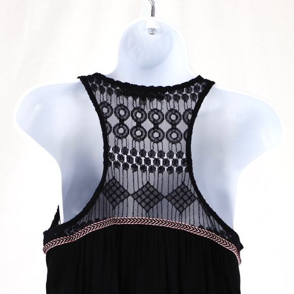 Almost Famous Boho Black Rayon Swing Dress Small - Picture 4 of 7